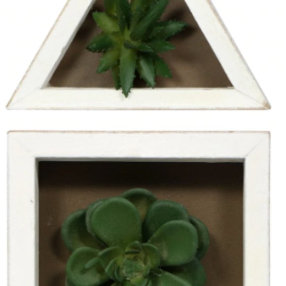 Succulent Wood Box Wall Hanging Art Decor 2 Pc Set - Picture 5 of 5